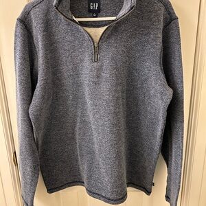 GAP Men's Heathered Slate Blue Quarter-Zip Sweater